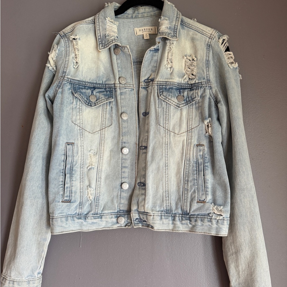 Distressed Light Blue Denim Jacket